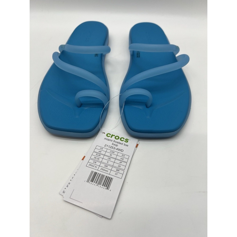 CROCS Miami Women's Frosted Toe Loop Sandal Flip Flop Blue Women's 8 New - Picture 4 of 6